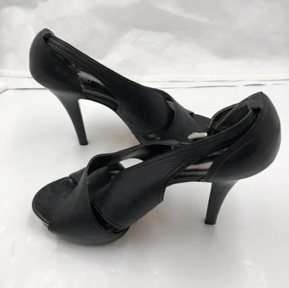 Coach Designer Black Leather Adelle Criss Cross Heel Stiletto Strappy 9 - Picture 4 of 10